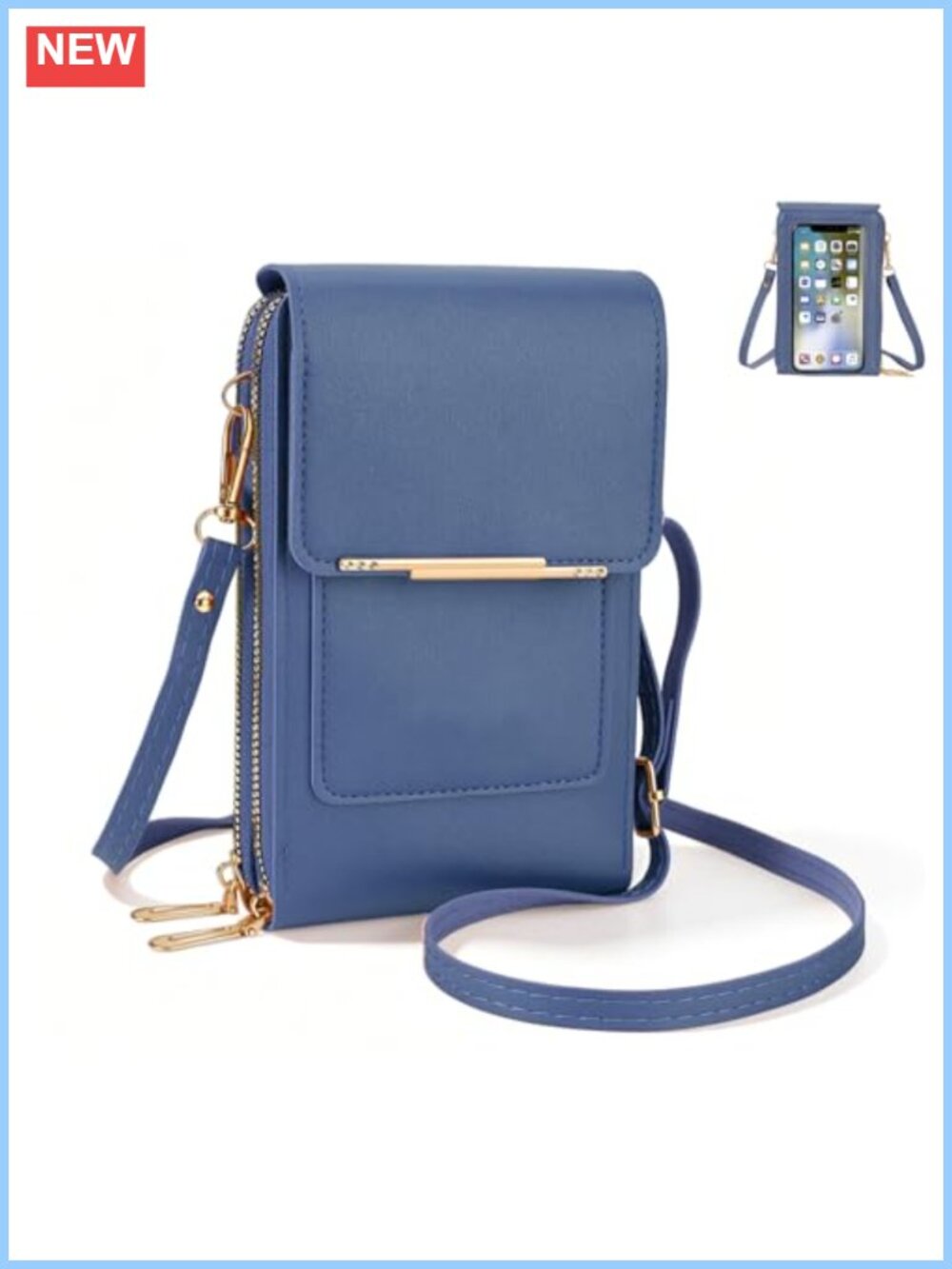 Touchscreen Crossbody Phone Bag Transparent Window Wallet Adjustable Strap